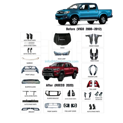 Ein guter Preis. 53121-0K220 Toyota Hilux Vigo 2008-2012 Mehr als 10-teiliges Plastik-Auto-Full-Body-Kit für Hilux Rocco 531210K220 Online